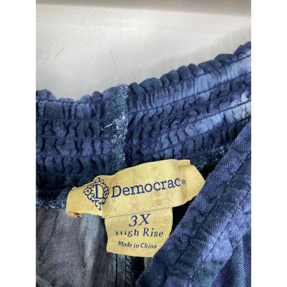 Democracy Blue White Tie Dye Smocked Elastic Waist Pants Women's Plus Size 3X - Picture 6 of 7
